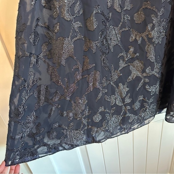 Navy blue embellished overlay sleeveless cowl neck shift dress, super flattering - Picture 5 of 10